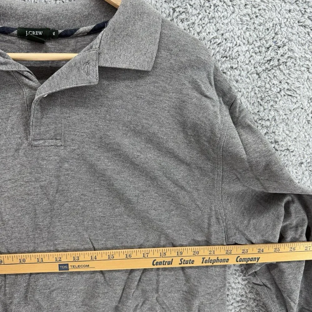 J Crew Polo Shirt Men's Sz XL Gray‎ Long Sleeve 2 Button Collared 100% Cotton